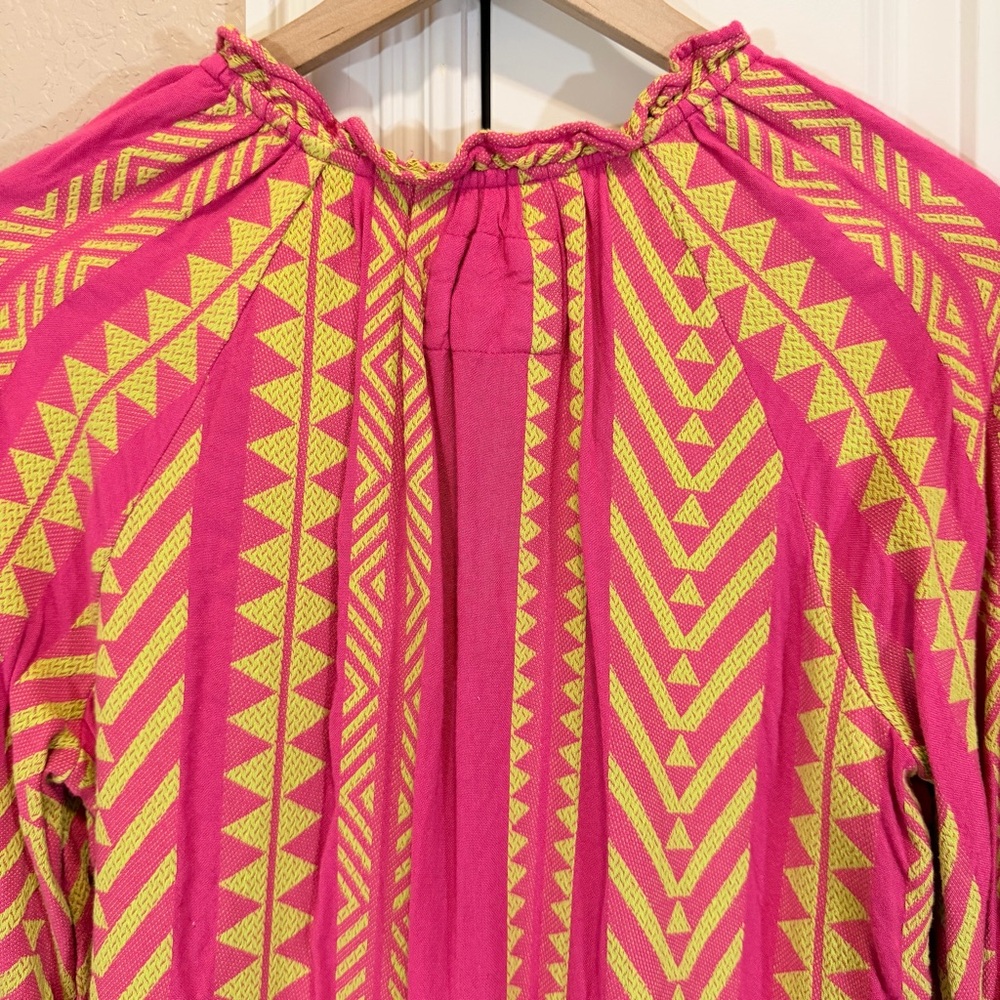 Anthropologie Maeve Dominique Tunic Dress pink yellow Geometric Boho Silhouette - Picture 11 of 15